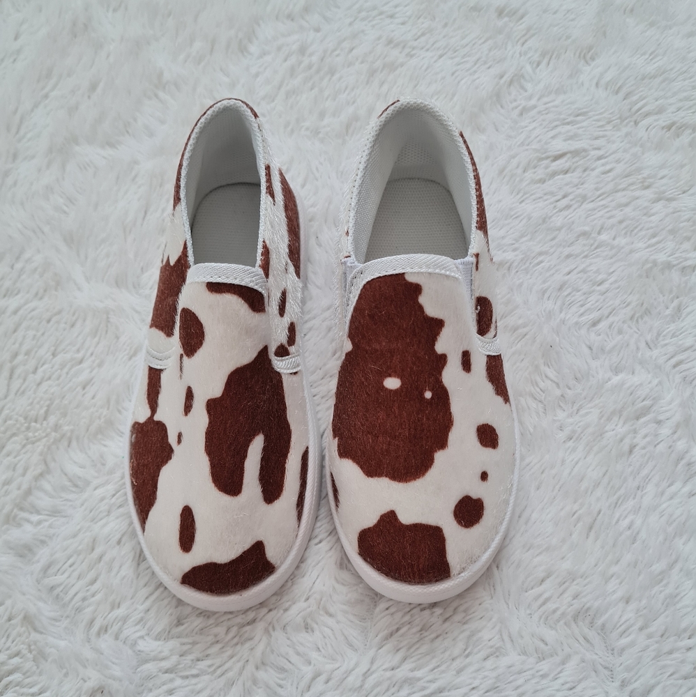 Kids cow print shoes